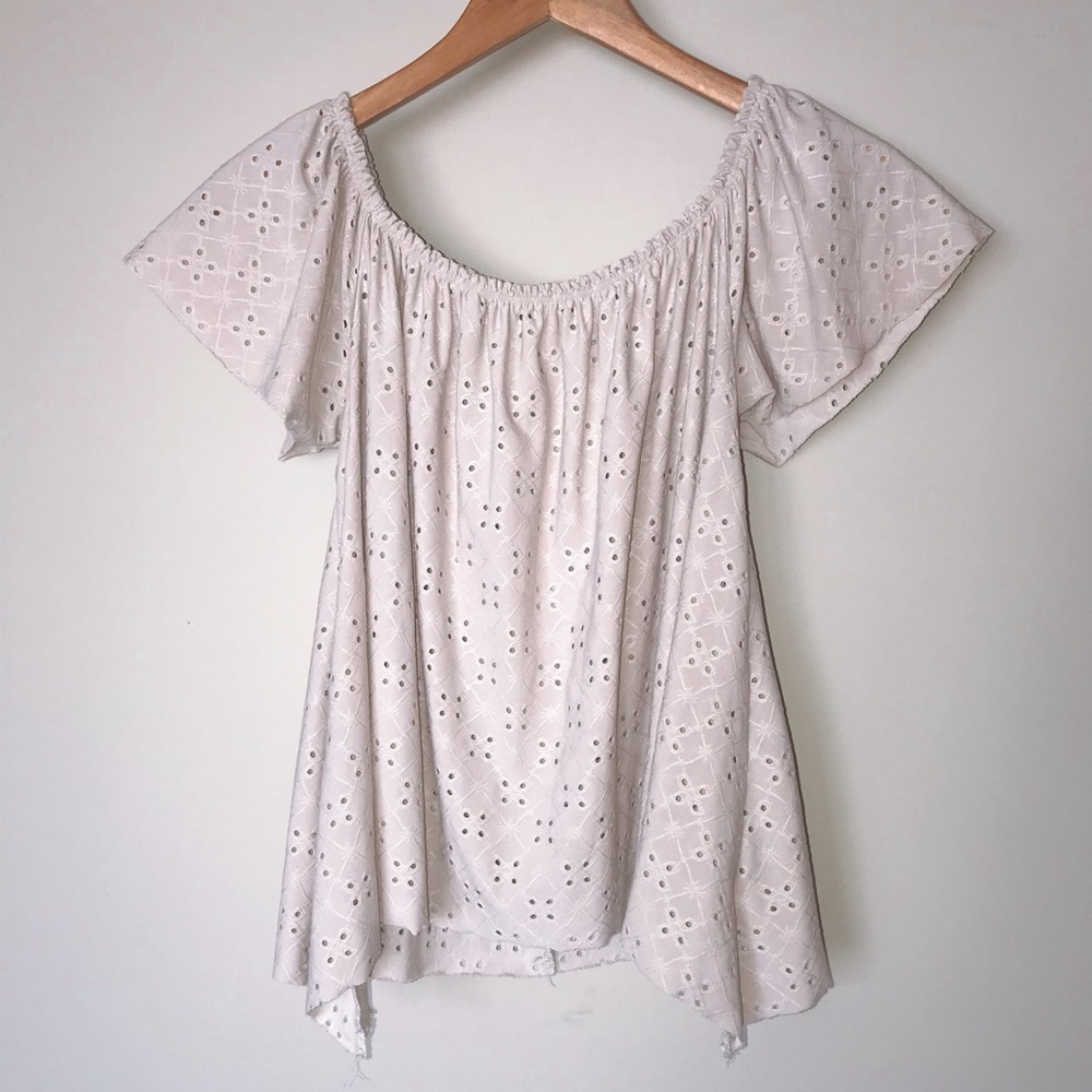 Dusty pink boho eyelet blouse